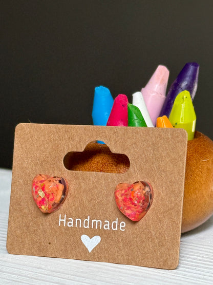 Sarai Resin Heart Studs (Peach)
