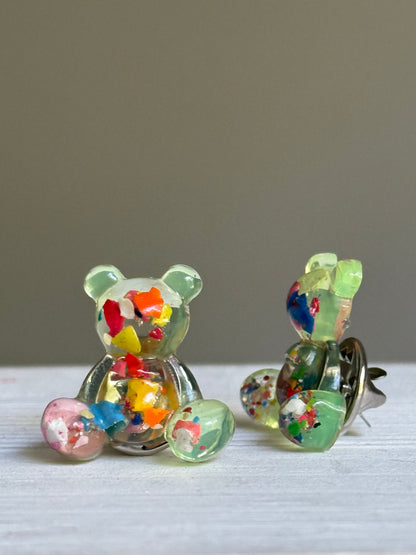 Crayon Bear Push Pin (Neon Green)
