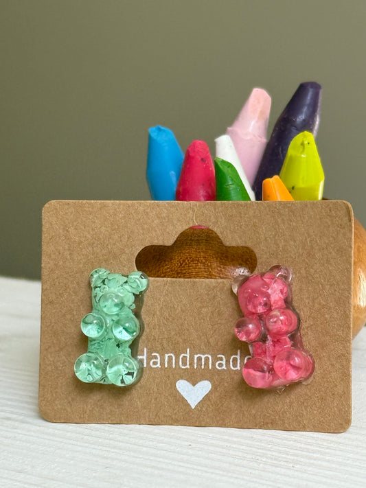 Mismatched Crayon Gummy Bear Studs