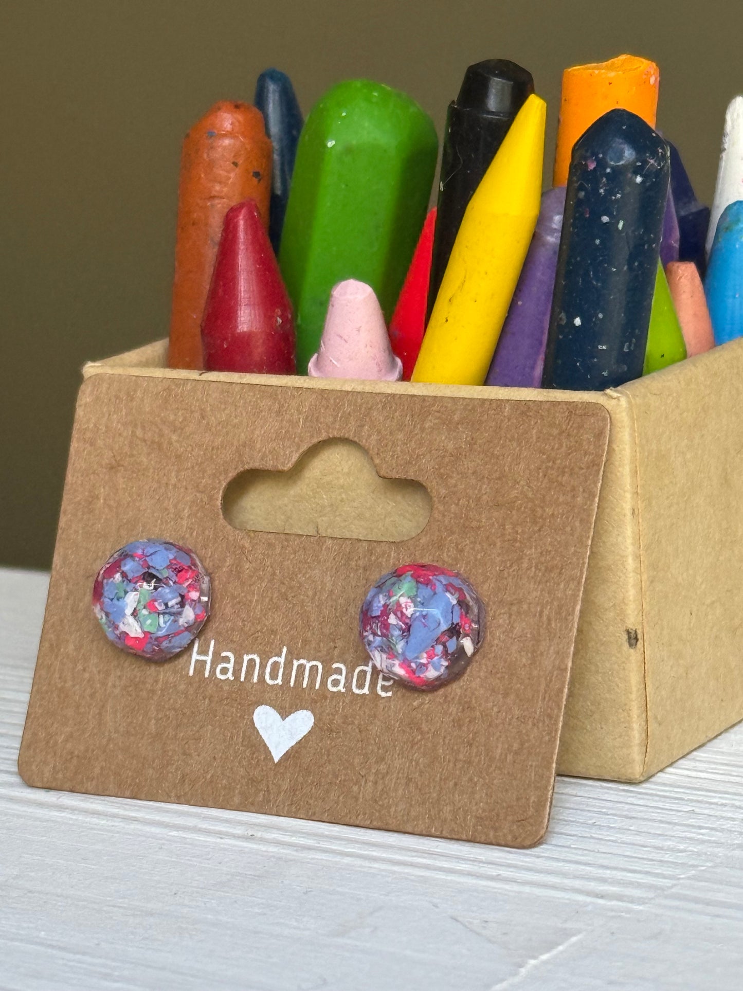 Small Round Crayonfetti Studs (Lavender Dream)