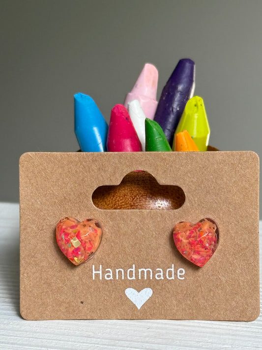 Sarai Resin Heart Studs (Peach)
