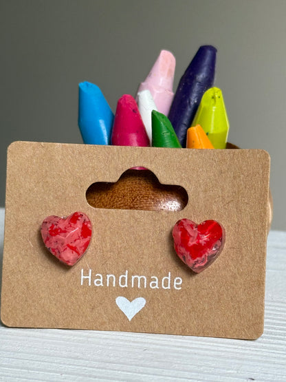 Sarai Resin Heart Studs  (Red Pink)