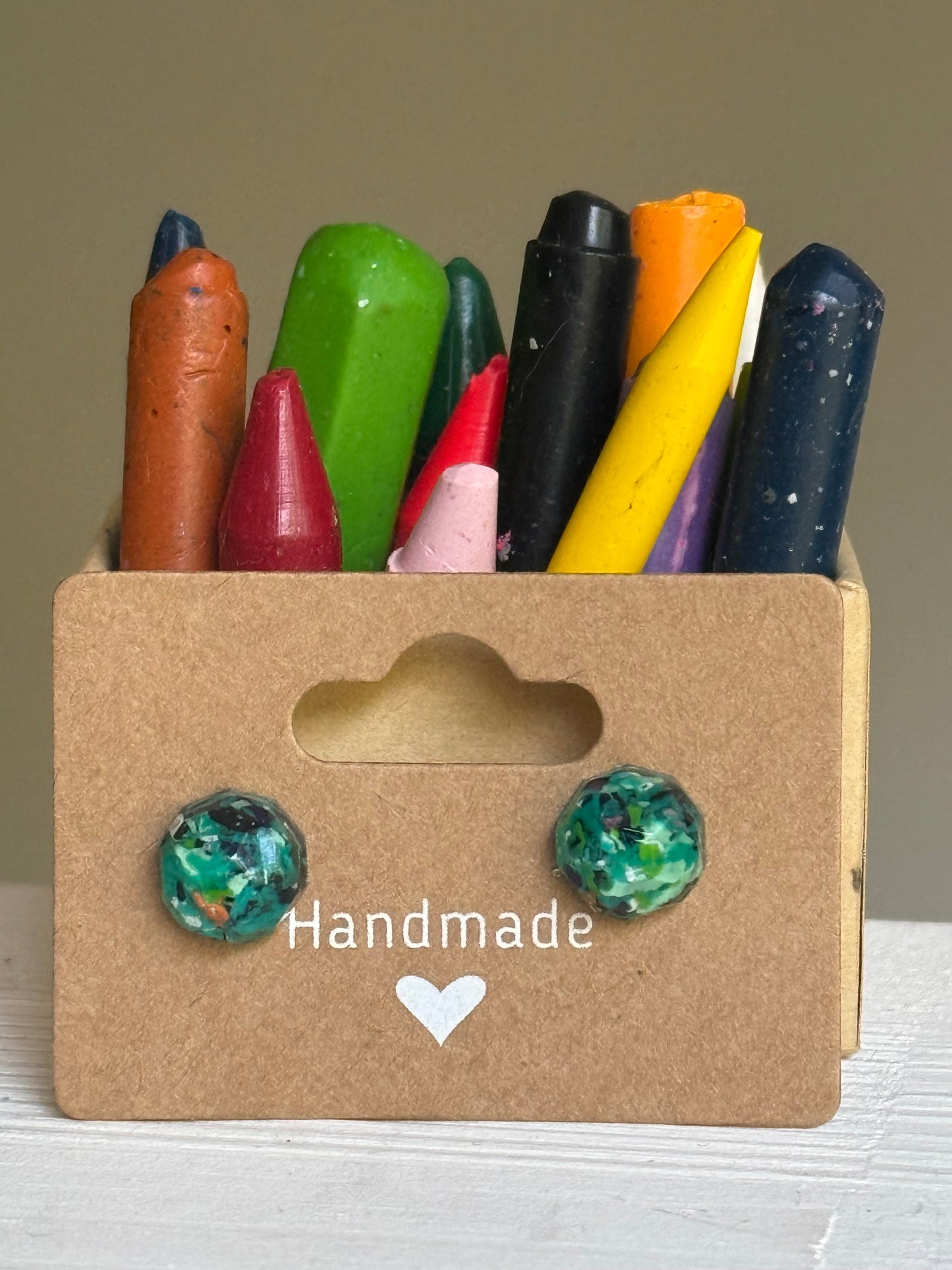 Small Round Crayonfetti Studs (Caribbean Sea)
