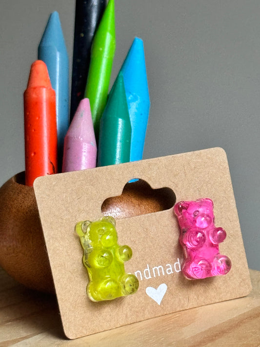 Crayon Bear Studs (Mismatched-2)