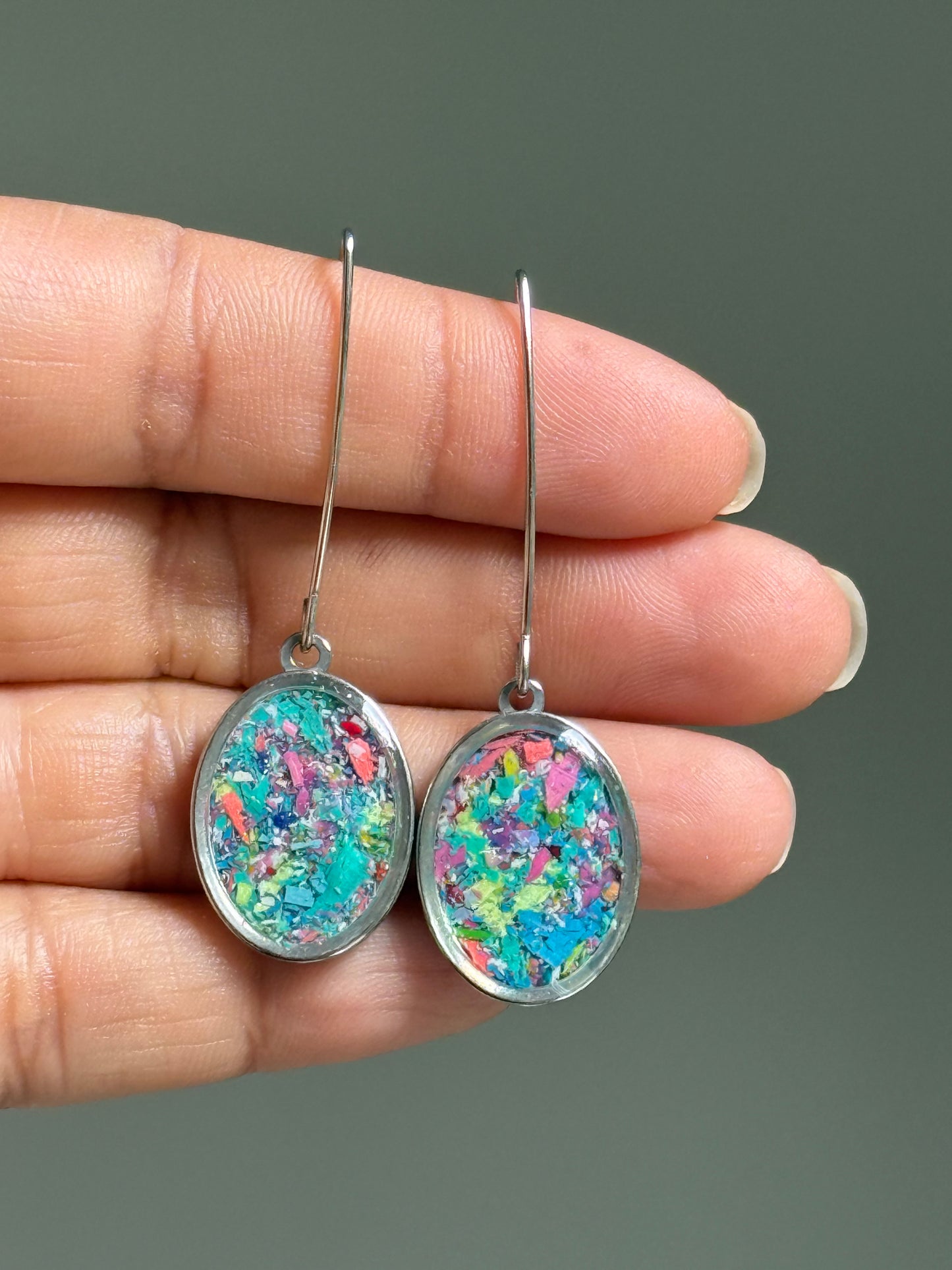 Prisma Oval Hook Earrings (Serenity)