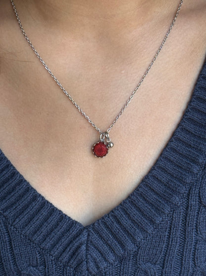 Veil Pendant - Garnet Birthstone