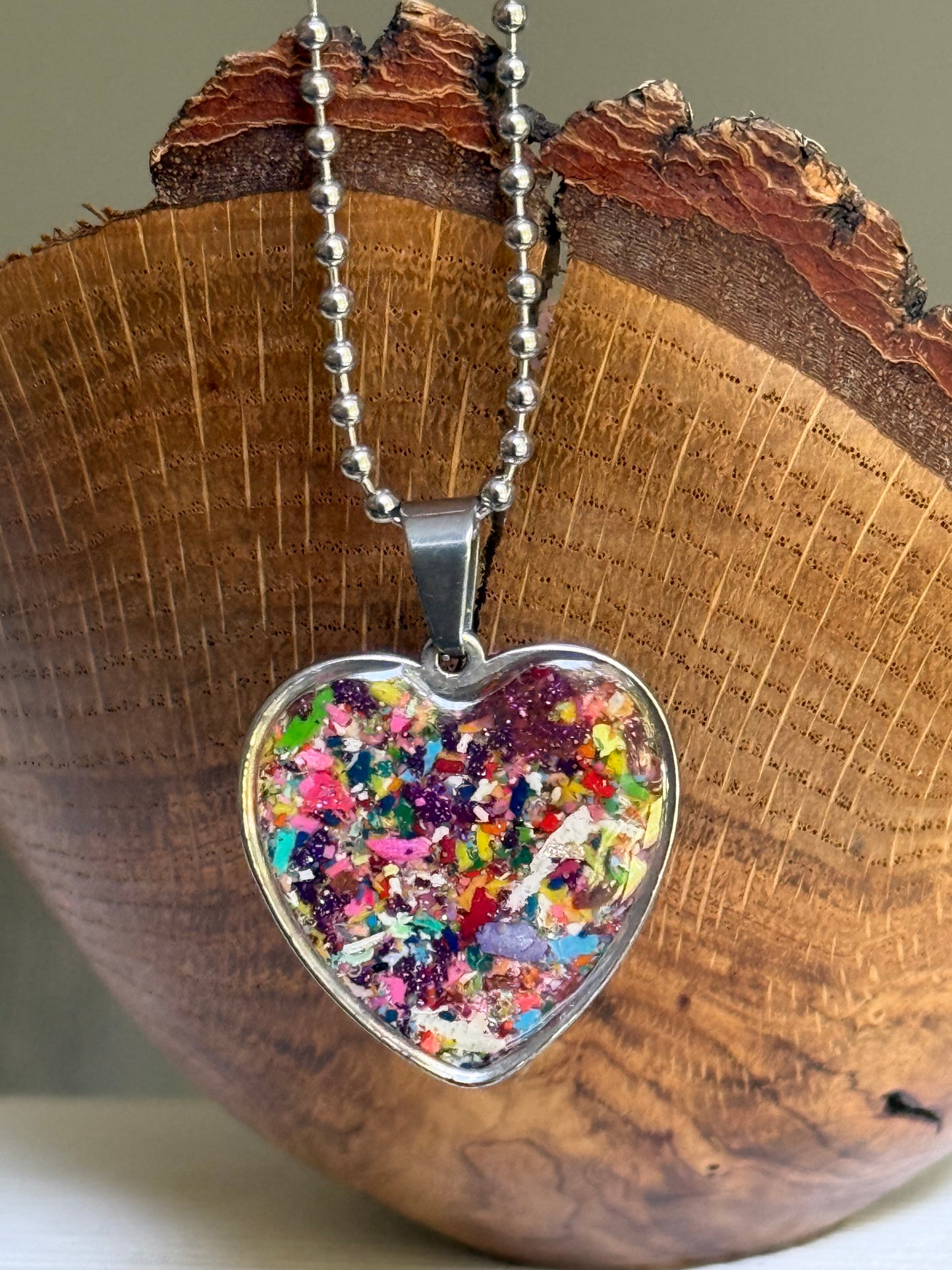 Joy Crayon Heart Pendant (Metallic Purples)