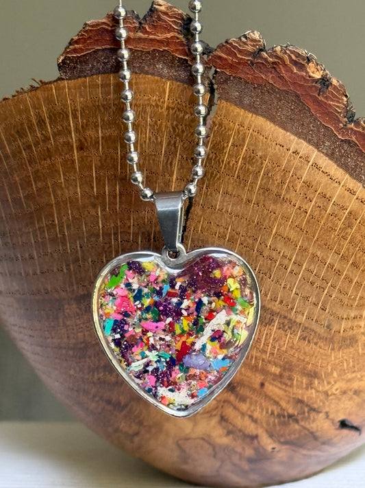 Joy Crayon Heart Pendant (Metallic Purples)