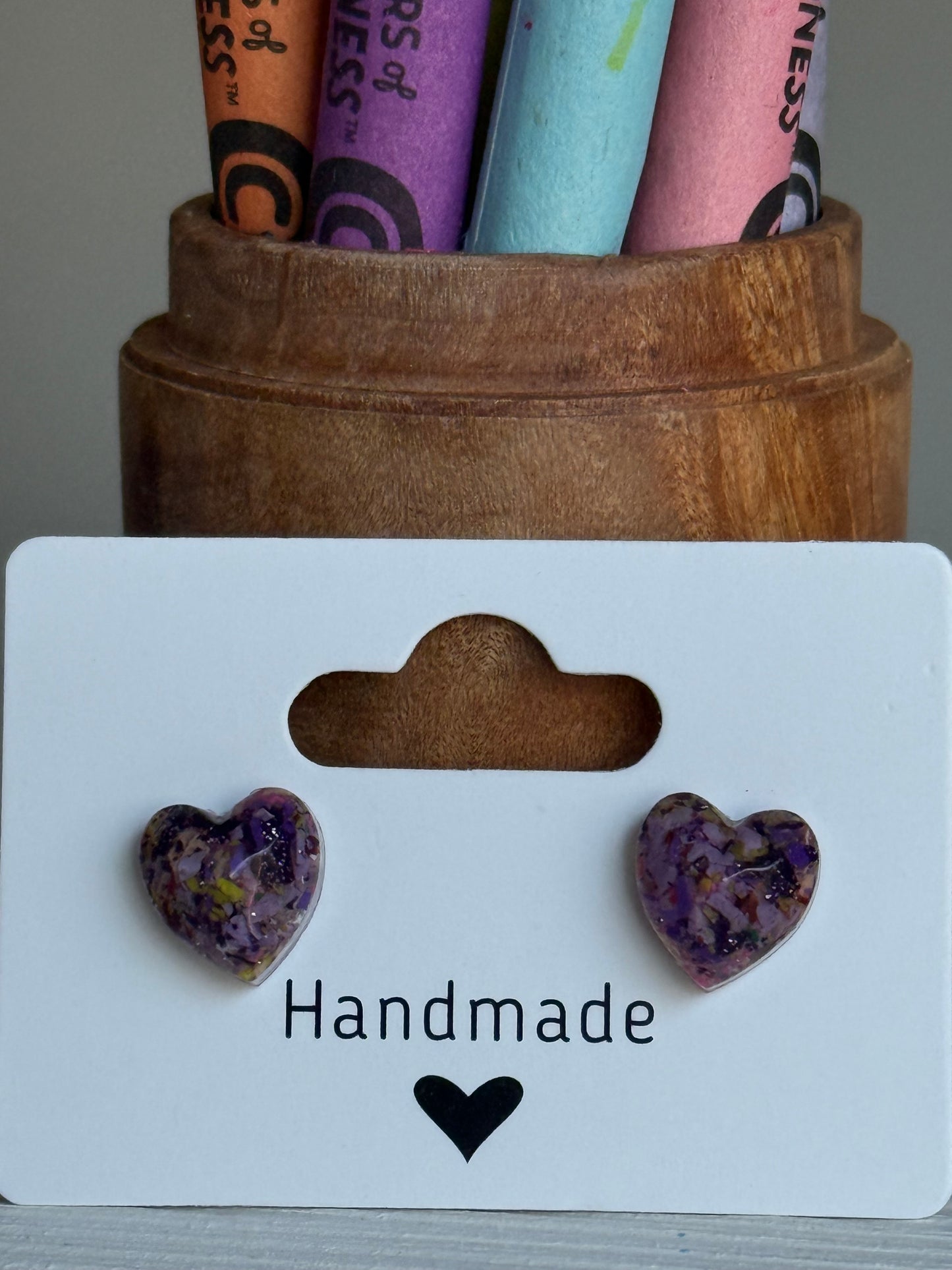 Small Heart Studs (Dark Purples)
