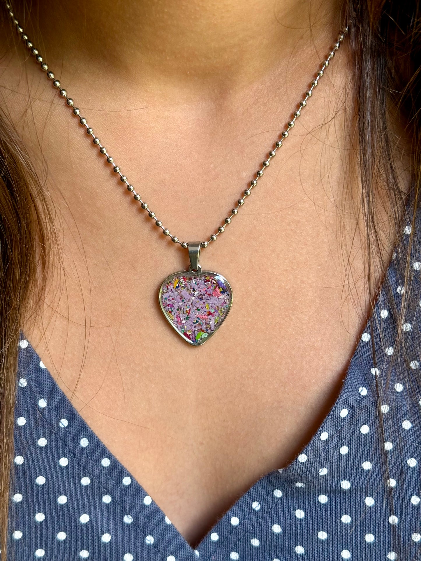 Freckled Lavender Heart Necklace