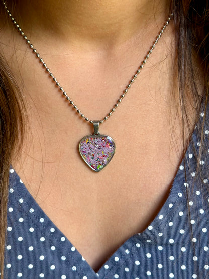 Freckled Lavender Heart Necklace