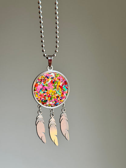 Pendentif Attrape-rêves - Rose Fluo