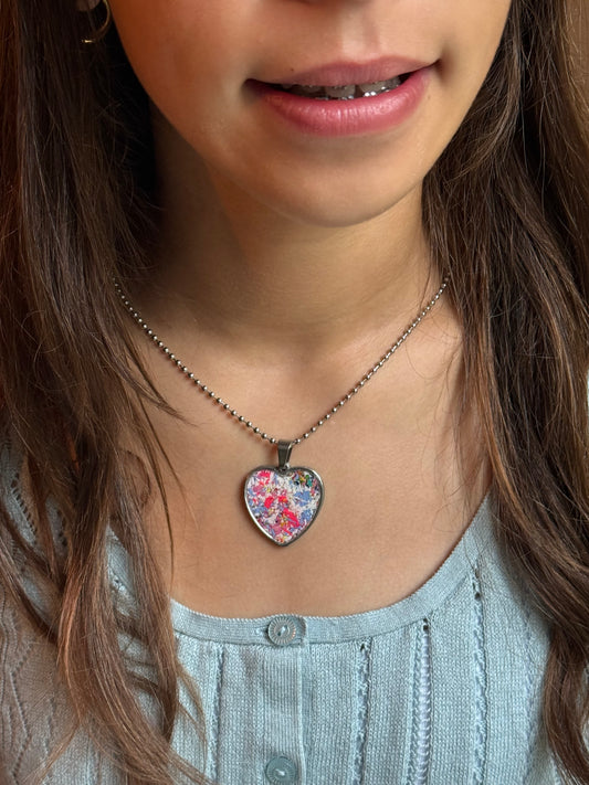 Large Joy Crayon Heart Pendant (Nova)