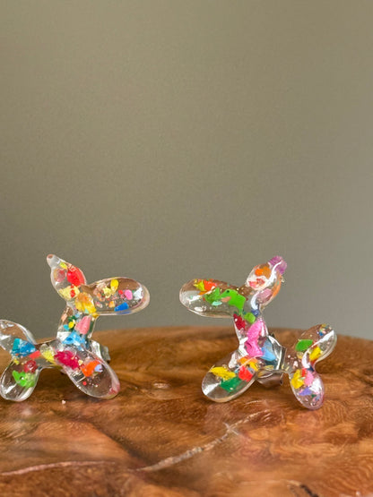 Crayon Balloon Dog Studs