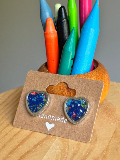 Deep Blue Heart Studs