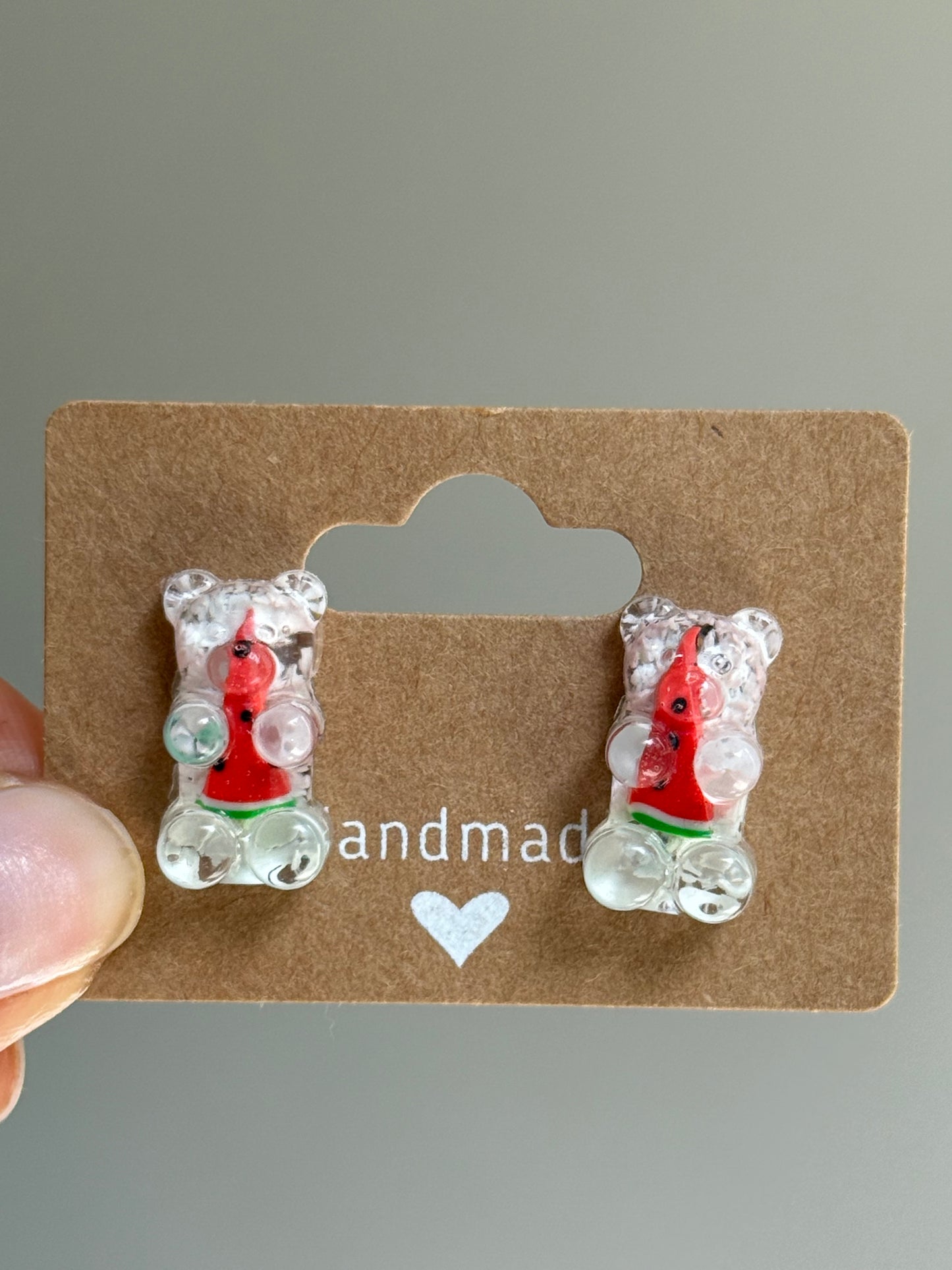 Watermelon Wedge Crayon Gummy Bear Studs