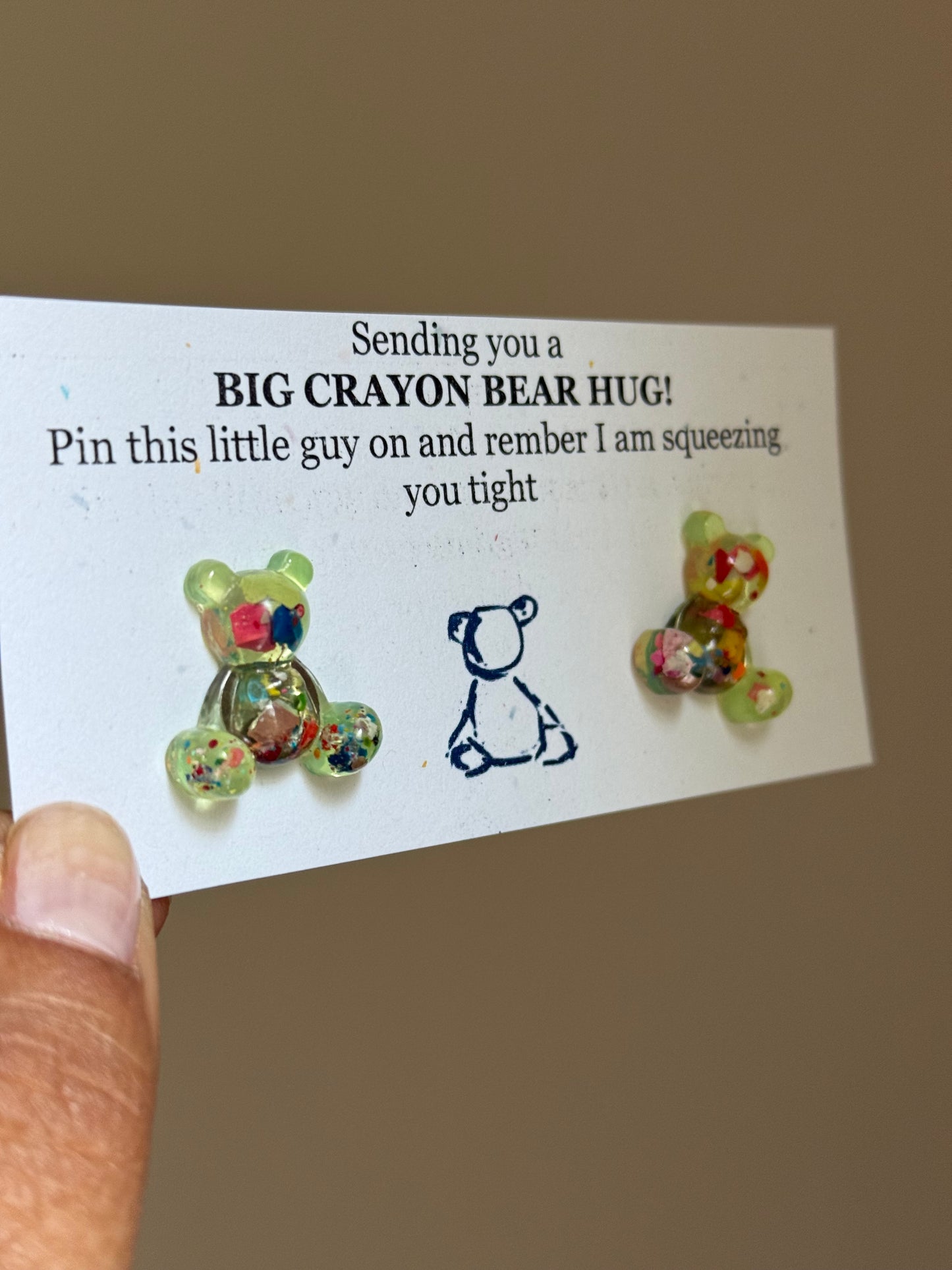 Crayon Bear Push Pin (Neon Green)