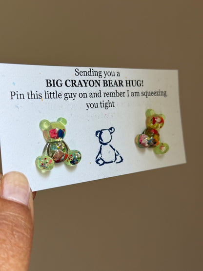 Crayon Bear Push Pin (Neon Green)