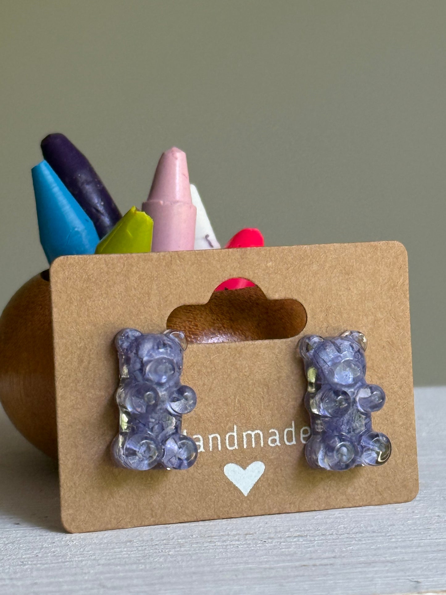 Crayon Gummy Bear Studs (Mauvelous)