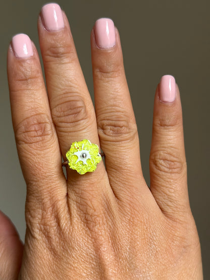 Crayon Blooms Ring (Neon Yellow)