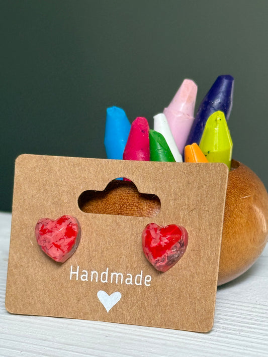 Sarai Resin Heart Studs  (Red Pink)