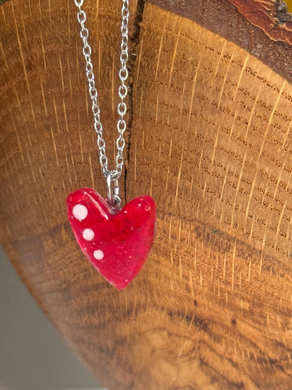 Polka Heart Pendant (Red)