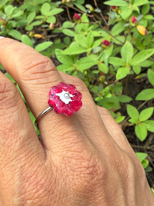 Crayon Blooms Ring (Red Violet)