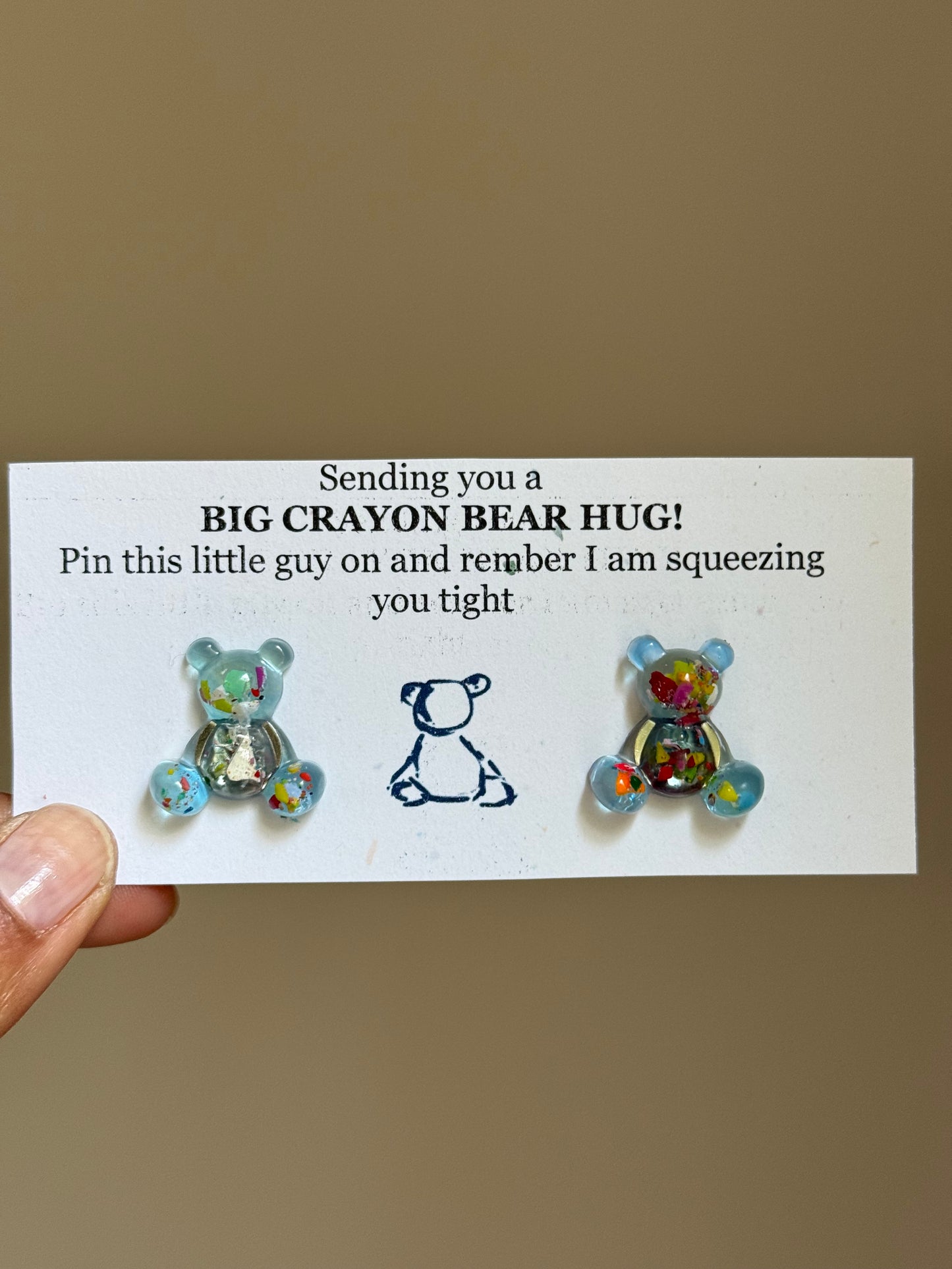 Crayon Bear Push Pin (Blue)