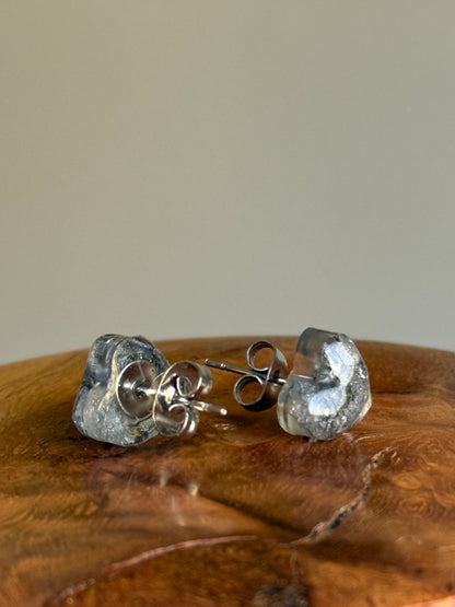 Silver Heart Studs