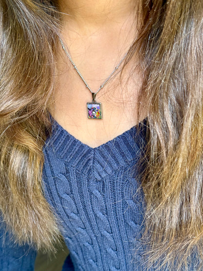Purply Fireworks Square Pendant
