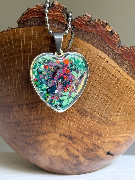 Joy Crayon Heart Pendant (Deep Plum)