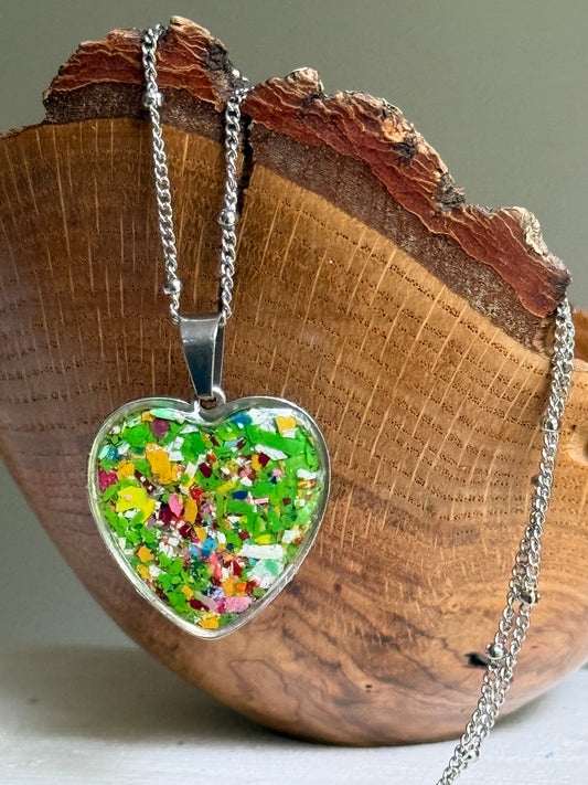 Freckled Green (Heart Pendant)