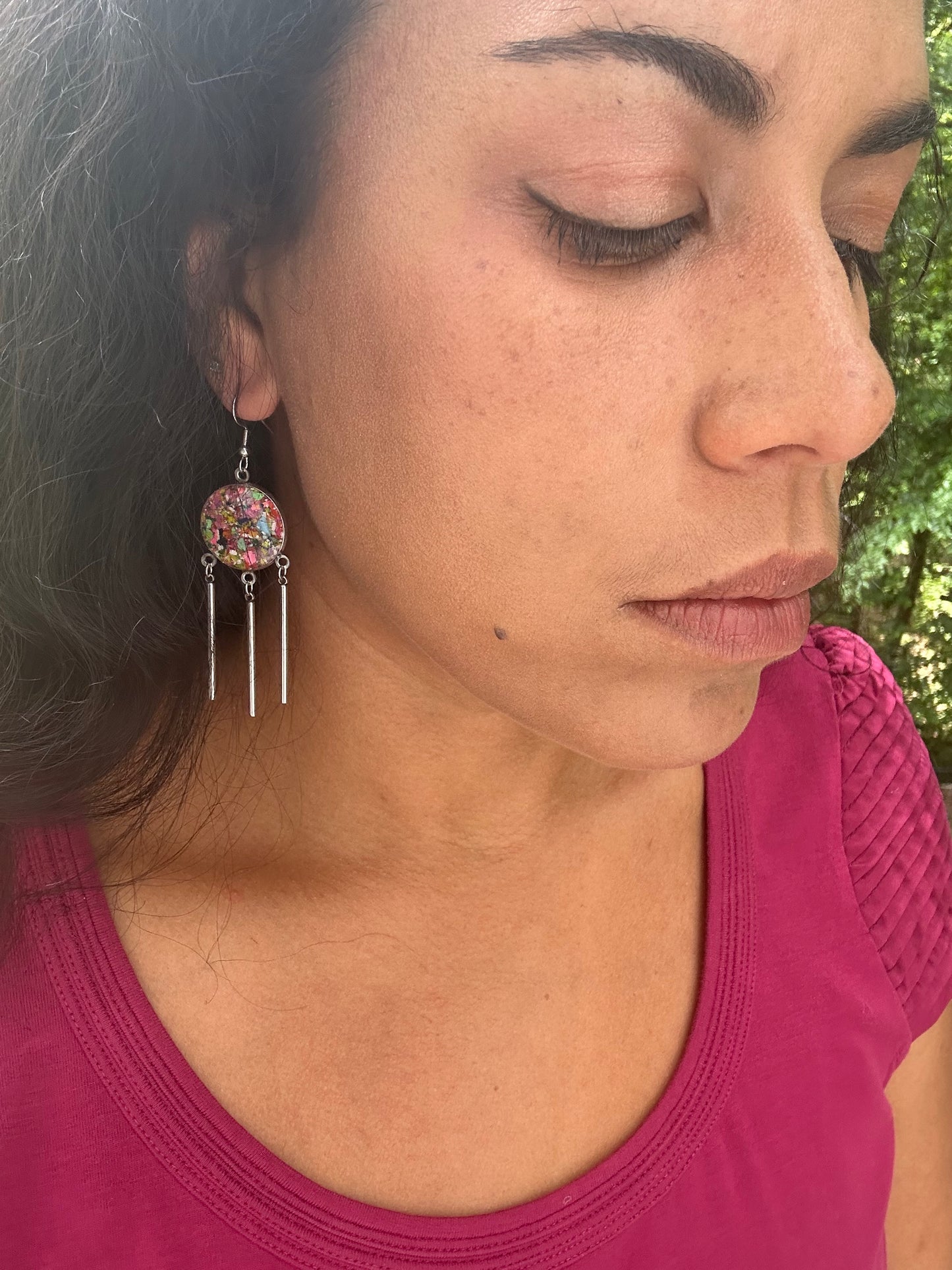 stainless steel earrings crafted with crayons by crayonfetti