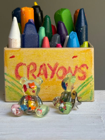 Crayon Bear Push Pin (Neon Green)