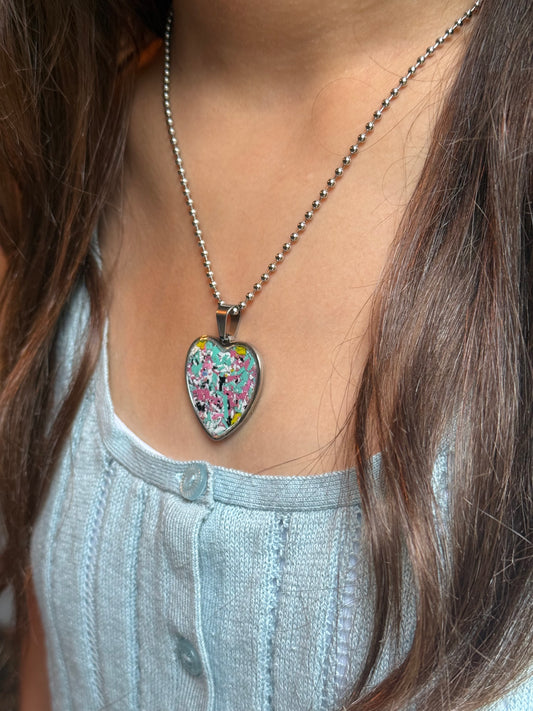 Large Joy Crayon Heart Pendant (Summer Love)
