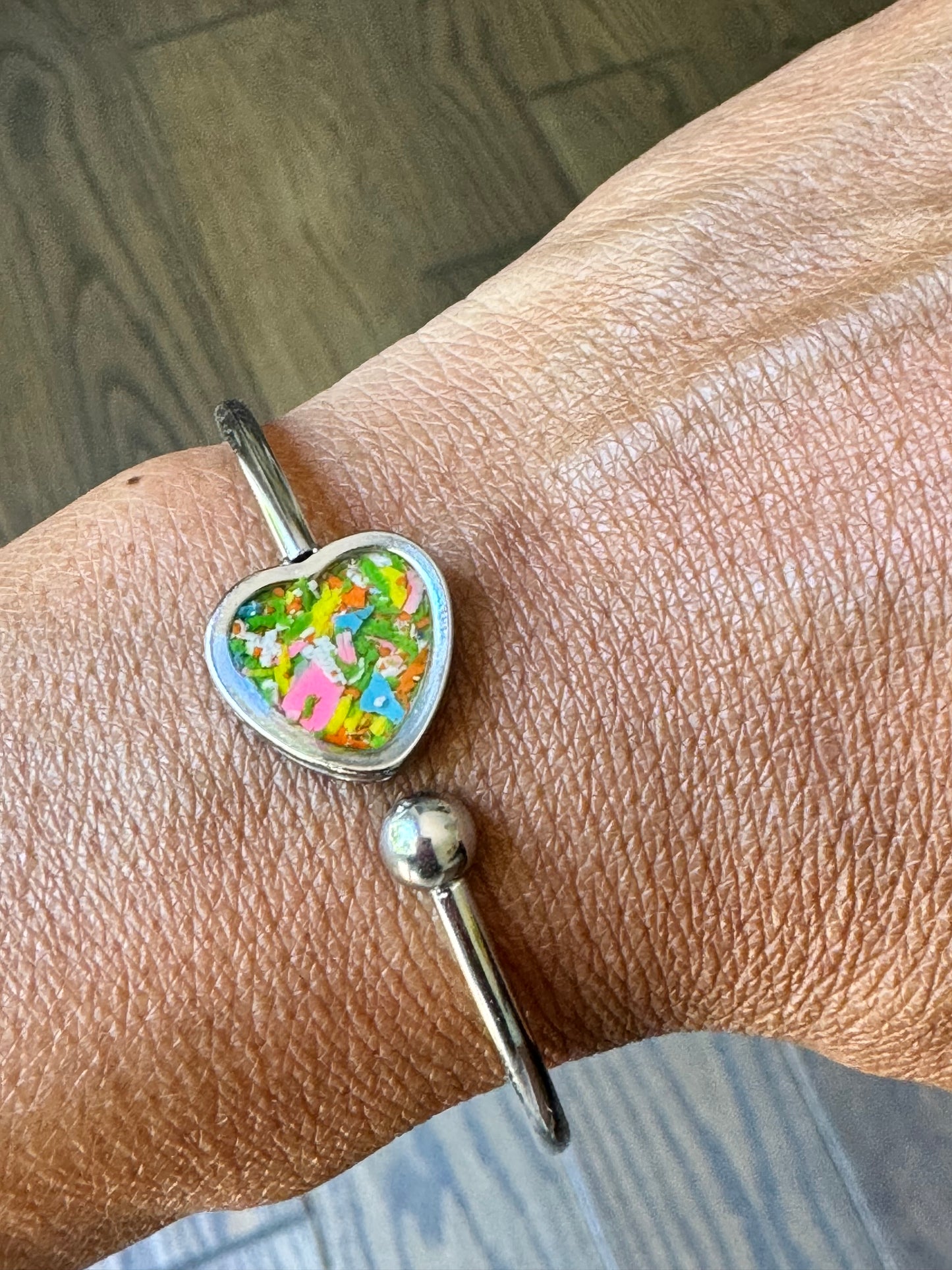 Multicolored Heart Cuff Bracelet