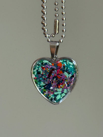 Joy Crayon Heart Pendant (Deep Plum)
