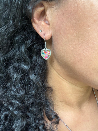 Multicolored Heart Earrings