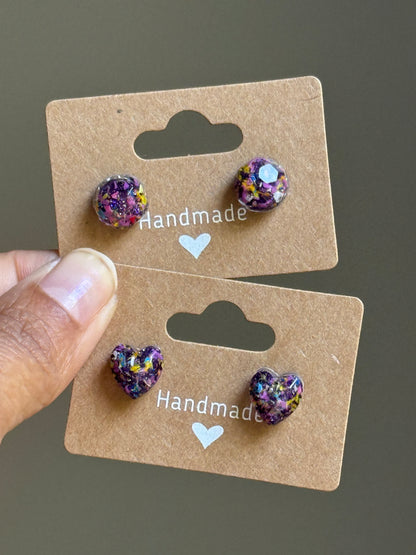 Small Heart Crayonfetti Studs (Milky Way)