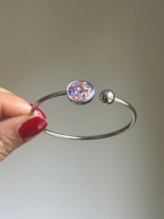Purple Cactus Flower Mix (Flexible, Single Cuff Bracelet)
