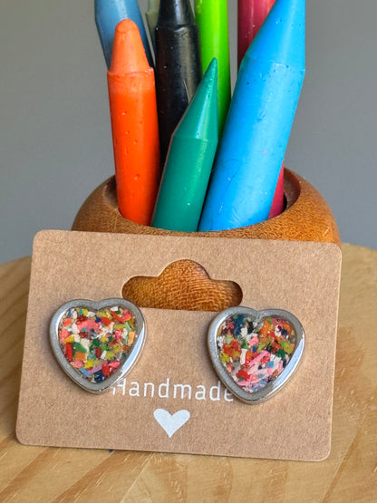 Multicolored Heart Studs-2