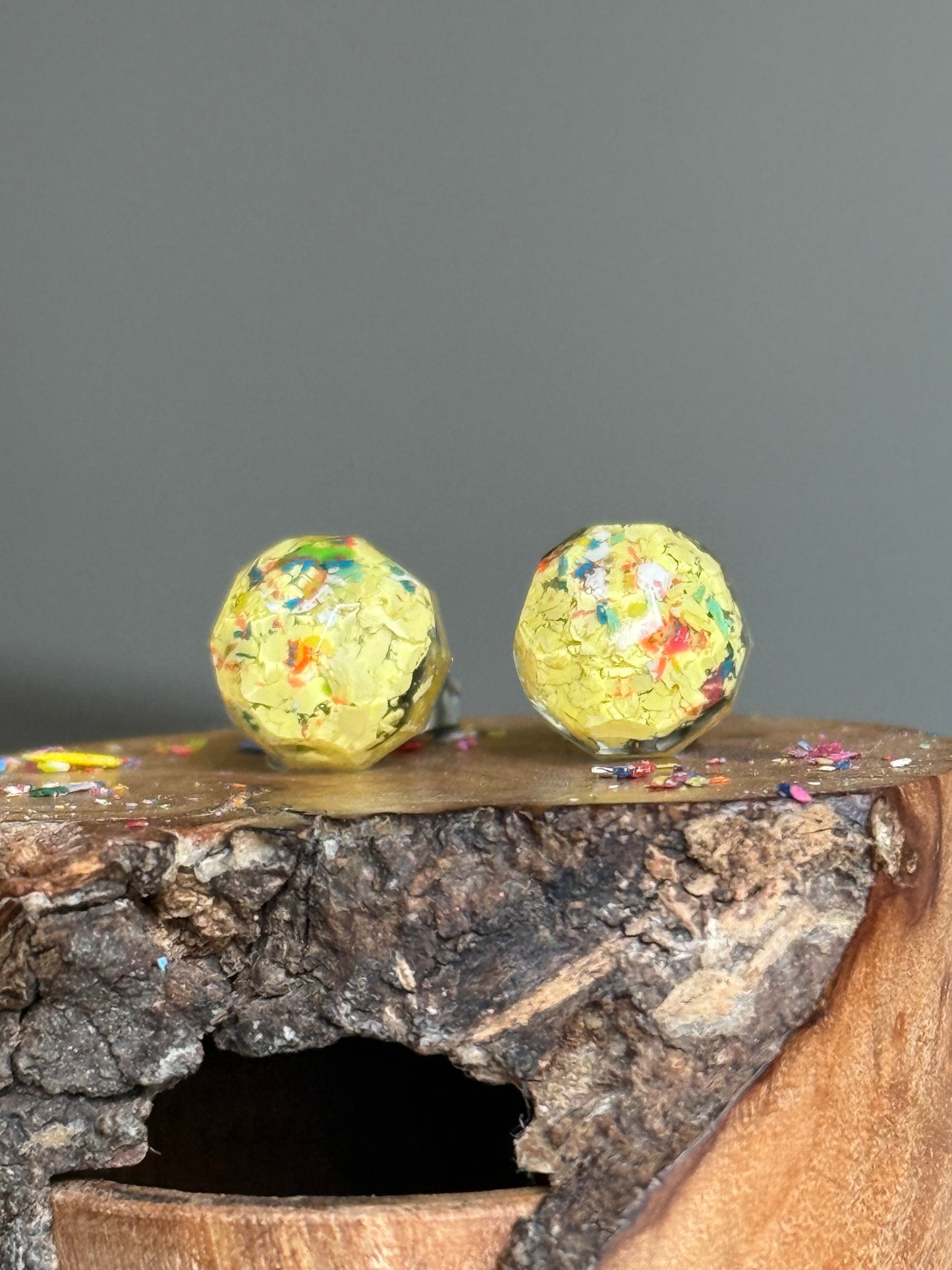 Freckled Canary Round Studs