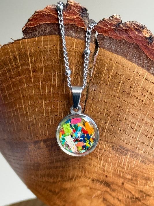 Mini pendentif rond multicolore