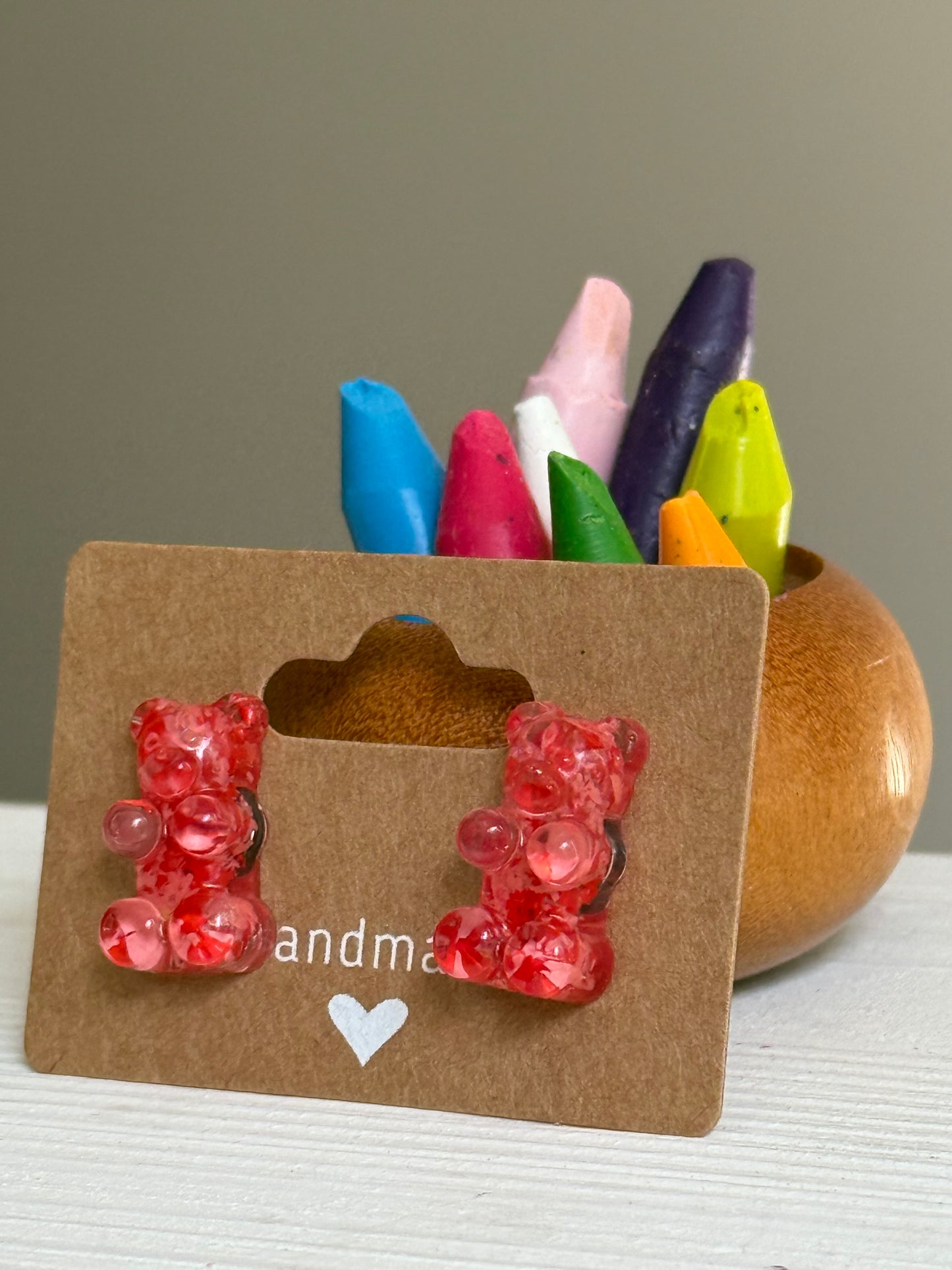 Crayon Gummy Bear Studs (Watermelon)