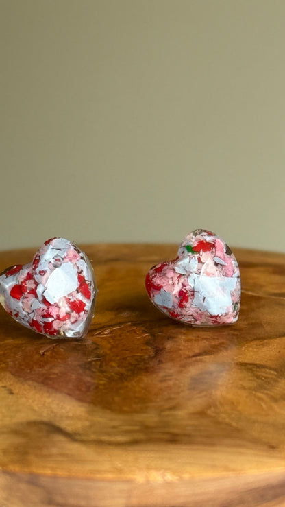 Small Resin Heart Studs (Love)