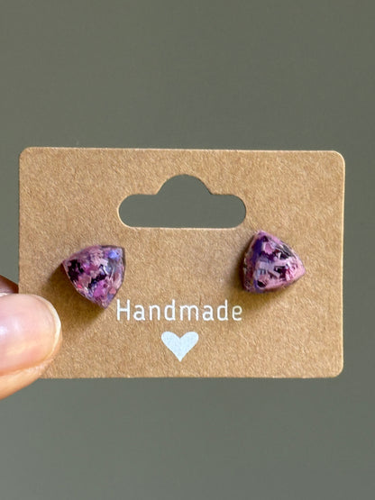 Small crayon triangle Studs (purples)