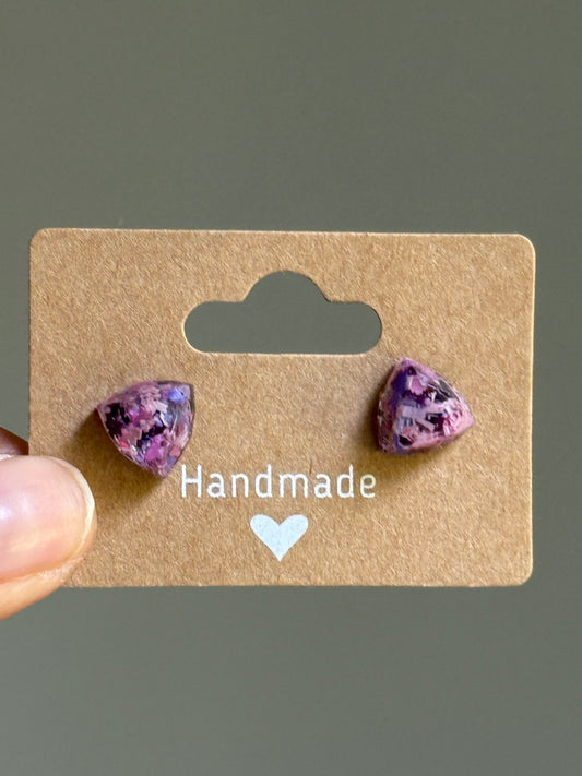 Small crayon triangle Studs (purples)