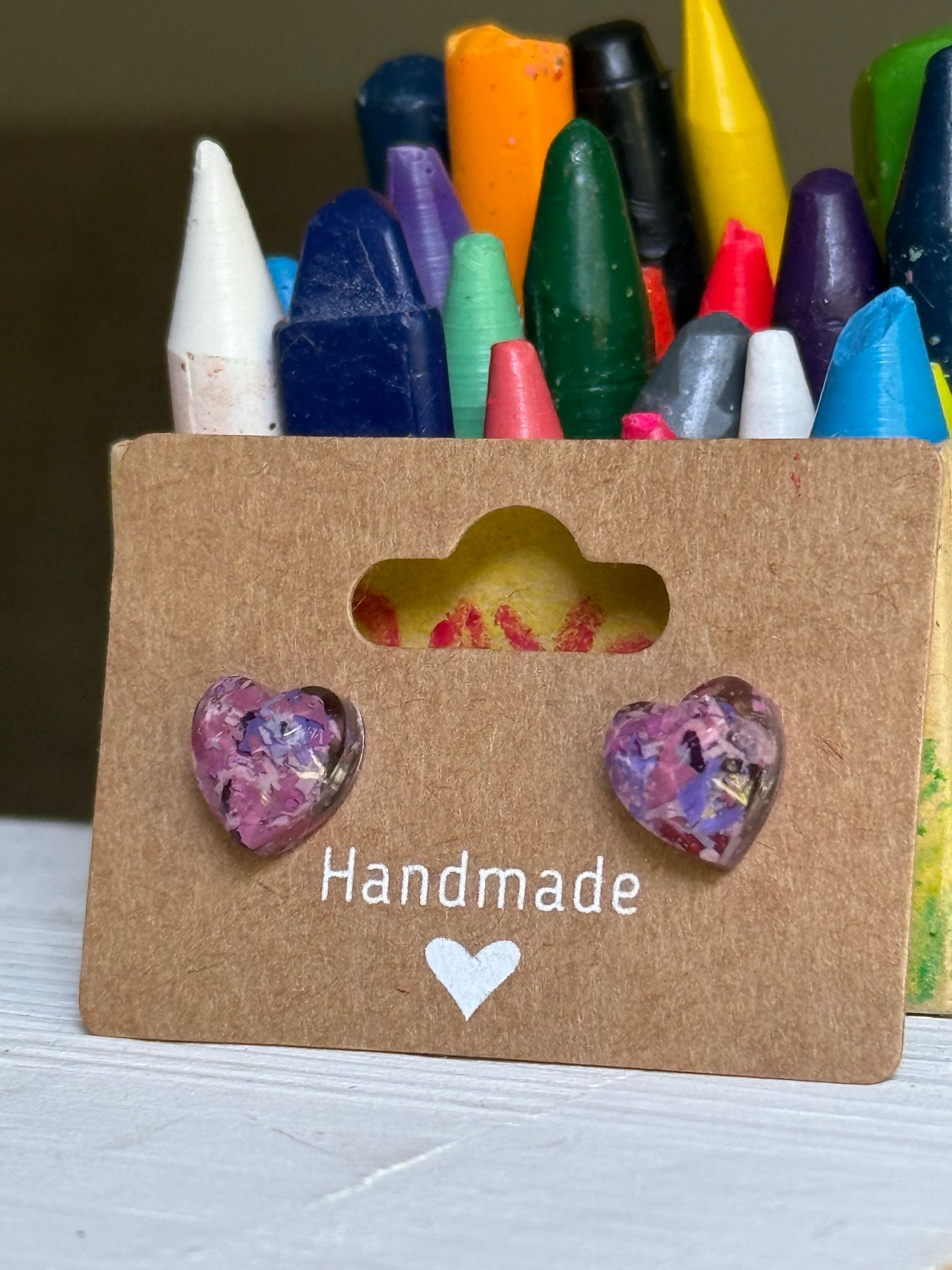 Sarai Resin Heart Studs (Purpled)
