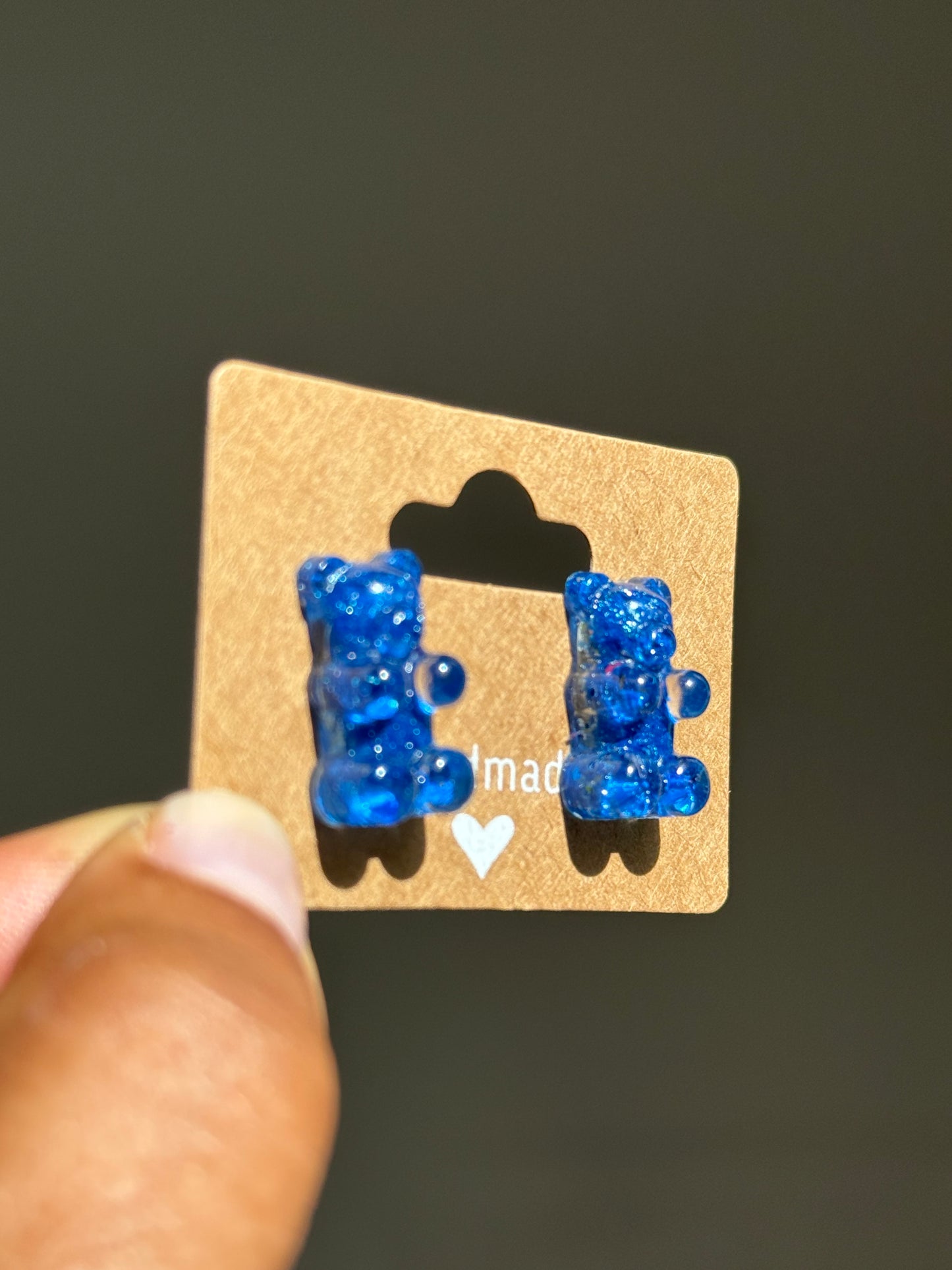 Crayon Gummy Bear Studs (mtallic blue)