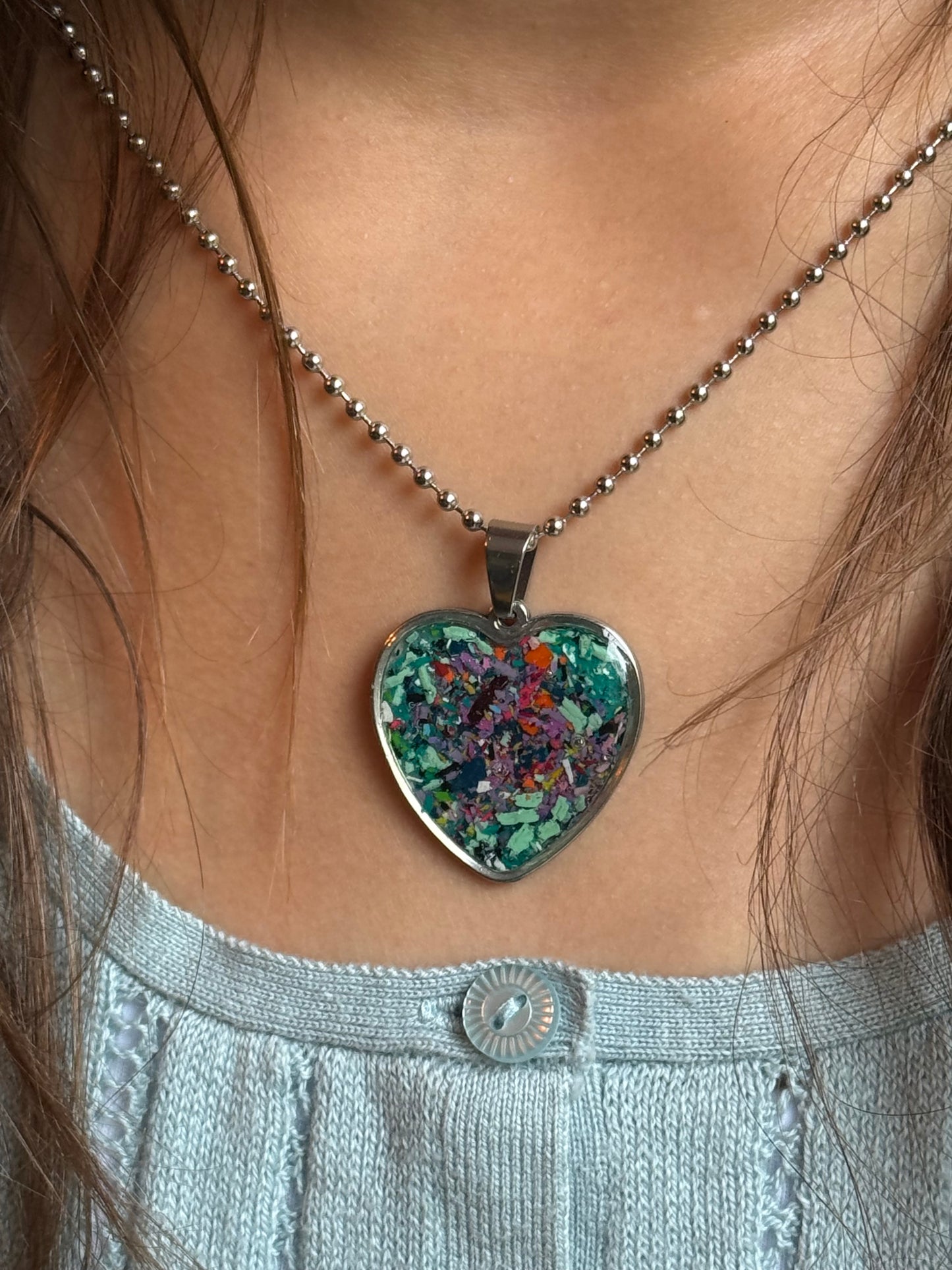 Large Joy Crayon Heart Pendant (Deep Plum)